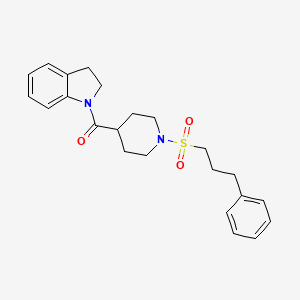 1-[1-(3-PHENYLPROPANESULFONYL)PIPERIDINE-4-CARBONYL]-2,3-DIHYDROINDOLE