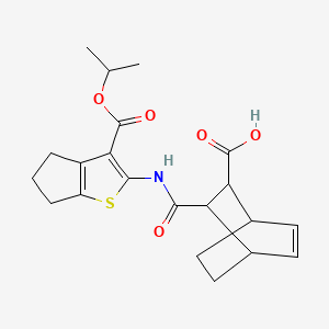 molecular formula C21H25NO5S B4805871 3-({[3-(isopropoxycarbonyl)-5,6-dihydro-4H-cyclopenta[b]thien-2-yl]amino}carbonyl)bicyclo[2.2.2]oct-5-ene-2-carboxylic acid 