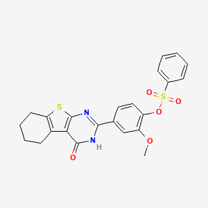 2-methoxy-4-(4-oxo-3,4,5,6,7,8-hexahydro[1]benzothieno[2,3-d]pyrimidin-2-yl)phenyl benzenesulfonate