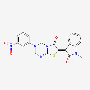 7-(1-methyl-2-oxo-1,2-dihydro-3H-indol-3-ylidene)-3-(3-nitrophenyl)-3,4-dihydro-2H-[1,3]thiazolo[3,2-a][1,3,5]triazin-6(7H)-one