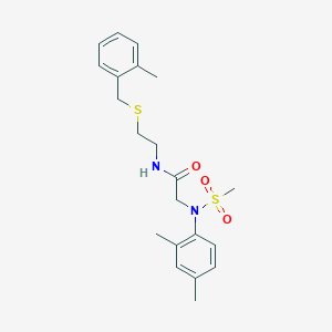 molecular formula C21H28N2O3S2 B4806020 N~2~-(2,4-dimethylphenyl)-N~1~-{2-[(2-methylbenzyl)thio]ethyl}-N~2~-(methylsulfonyl)glycinamide 