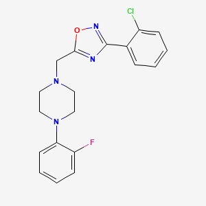 molecular formula C19H18ClFN4O B4806101 1-{[3-(2-chlorophenyl)-1,2,4-oxadiazol-5-yl]methyl}-4-(2-fluorophenyl)piperazine 