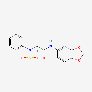 molecular formula C19H22N2O5S B4806122 N~1~-1,3-benzodioxol-5-yl-N~2~-(2,5-dimethylphenyl)-N~2~-(methylsulfonyl)alaninamide 