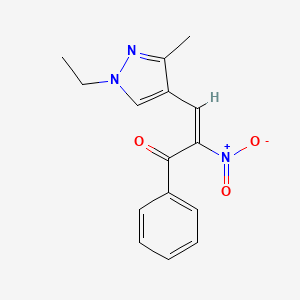 molecular formula C15H15N3O3 B4806125 (E)-3-(1-ETHYL-3-METHYL-1H-PYRAZOL-4-YL)-2-NITRO-1-PHENYL-2-PROPEN-1-ONE 