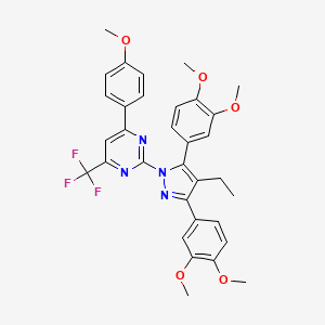 2-[3,5-bis(3,4-dimethoxyphenyl)-4-ethyl-1H-pyrazol-1-yl]-4-(4-methoxyphenyl)-6-(trifluoromethyl)pyrimidine