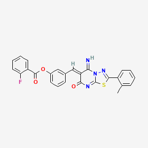 molecular formula C26H17FN4O3S B4806180 [3-[(Z)-[5-imino-2-(2-methylphenyl)-7-oxo-[1,3,4]thiadiazolo[3,2-a]pyrimidin-6-ylidene]methyl]phenyl] 2-fluorobenzoate 