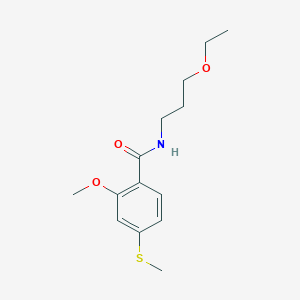 molecular formula C14H21NO3S B4806181 N-(3-ethoxypropyl)-2-methoxy-4-(methylsulfanyl)benzamide 