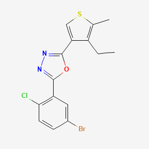 molecular formula C15H12BrClN2OS B4806192 2-(5-bromo-2-chlorophenyl)-5-(4-ethyl-5-methyl-3-thienyl)-1,3,4-oxadiazole 