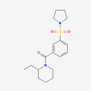 molecular formula C18H26N2O3S B4806239 2-ethyl-1-[3-(1-pyrrolidinylsulfonyl)benzoyl]piperidine 