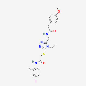 molecular formula C23H26IN5O3S B4806250 2-{[4-ethyl-5-({[(4-methoxyphenyl)acetyl]amino}methyl)-4H-1,2,4-triazol-3-yl]thio}-N-(4-iodo-2-methylphenyl)acetamide 