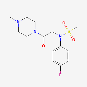 molecular formula C14H20FN3O3S B4806362 N-(4-fluorophenyl)-N-[2-(4-methyl-1-piperazinyl)-2-oxoethyl]methanesulfonamide 