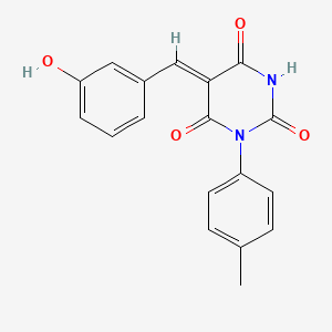 molecular formula C18H14N2O4 B4806527 (5Z)-5-[(3-hydroxyphenyl)methylidene]-1-(4-methylphenyl)-1,3-diazinane-2,4,6-trione 