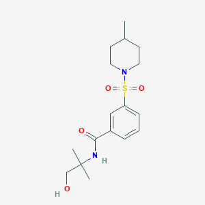 N-(1-hydroxy-2-methylpropan-2-yl)-3-(4-methylpiperidin-1-yl)sulfonylbenzamide