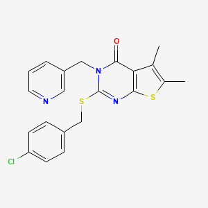 2-[(4-CHLOROBENZYL)SULFANYL]-5,6-DIMETHYL-3-(3-PYRIDYLMETHYL)THIENO[2,3-D]PYRIMIDIN-4(3H)-ONE