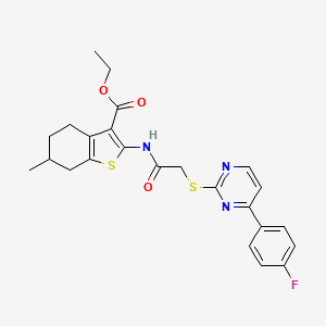 ETHYL 2-[(2-{[4-(4-FLUOROPHENYL)-2-PYRIMIDINYL]SULFANYL}ACETYL)AMINO]-6-METHYL-4,5,6,7-TETRAHYDRO-1-BENZOTHIOPHENE-3-CARBOXYLATE