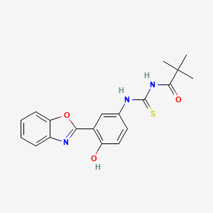 molecular formula C19H19N3O3S B4806607 N-{[3-(1,3-benzoxazol-2-yl)-4-hydroxyphenyl]carbamothioyl}-2,2-dimethylpropanamide 