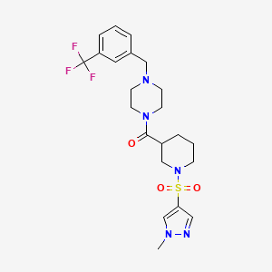 molecular formula C22H28F3N5O3S B4806623 {1-[(1-METHYL-1H-PYRAZOL-4-YL)SULFONYL]-3-PIPERIDYL}{4-[3-(TRIFLUOROMETHYL)BENZYL]PIPERAZINO}METHANONE 