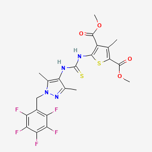 Dimethyl 5-[[3,5-dimethyl-1-[(2,3,4,5,6-pentafluorophenyl)methyl]pyrazol-4-yl]carbamothioylamino]-3-methylthiophene-2,4-dicarboxylate