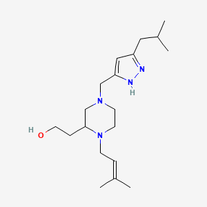 molecular formula C19H34N4O B4806634 2-[4-[(5-isobutyl-1H-pyrazol-3-yl)methyl]-1-(3-methyl-2-buten-1-yl)-2-piperazinyl]ethanol 