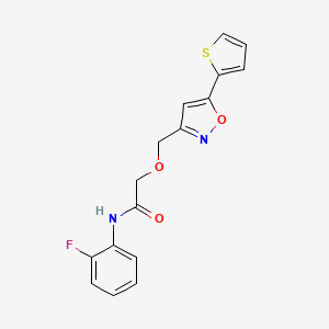 molecular formula C16H13FN2O3S B4806667 N-(2-fluorophenyl)-2-{[5-(2-thienyl)-3-isoxazolyl]methoxy}acetamide 