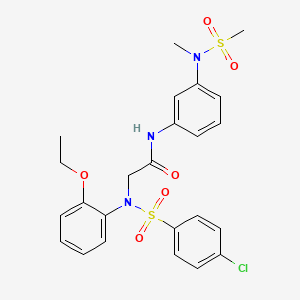 molecular formula C24H26ClN3O6S2 B4806696 2-(N-(4-chlorophenyl)sulfonyl-2-ethoxyanilino)-N-[3-[methyl(methylsulfonyl)amino]phenyl]acetamide 