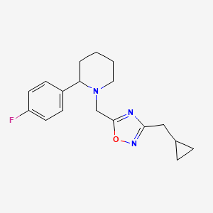 molecular formula C18H22FN3O B4806743 1-{[3-(cyclopropylmethyl)-1,2,4-oxadiazol-5-yl]methyl}-2-(4-fluorophenyl)piperidine 