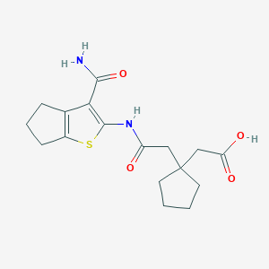 molecular formula C17H22N2O4S B4806810 [1-(2-{[3-(aminocarbonyl)-5,6-dihydro-4H-cyclopenta[b]thien-2-yl]amino}-2-oxoethyl)cyclopentyl]acetic acid 