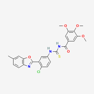 molecular formula C25H22ClN3O5S B4806836 N-({[4-chloro-3-(6-methyl-1,3-benzoxazol-2-yl)phenyl]amino}carbonothioyl)-3,4,5-trimethoxybenzamide 