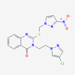 molecular formula C17H14ClN7O3S B4806915 3-[2-(4-chloro-1H-pyrazol-1-yl)ethyl]-2-{[(3-nitro-1H-pyrazol-1-yl)methyl]thio}-4(3H)-quinazolinone 