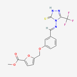 METHYL 5-{[3-({[3-SULFANYL-5-(TRIFLUOROMETHYL)-4H-1,2,4-TRIAZOL-4-YL]IMINO}METHYL)PHENOXY]METHYL}-2-FUROATE