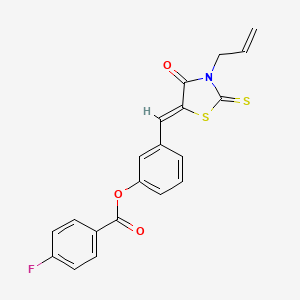 molecular formula C20H14FNO3S2 B4806946 3-[(3-allyl-4-oxo-2-thioxo-1,3-thiazolidin-5-ylidene)methyl]phenyl 4-fluorobenzoate 