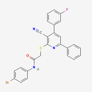 molecular formula C26H17BrFN3OS B4806970 N-(4-bromophenyl)-2-{[3-cyano-4-(3-fluorophenyl)-6-phenylpyridin-2-yl]sulfanyl}acetamide 