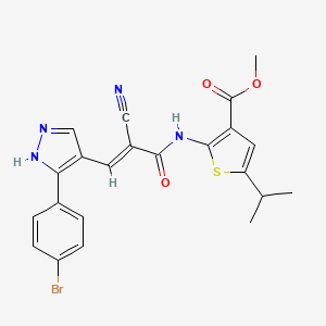 molecular formula C22H19BrN4O3S B4806980 methyl 2-({3-[3-(4-bromophenyl)-1H-pyrazol-4-yl]-2-cyanoacryloyl}amino)-5-isopropyl-3-thiophenecarboxylate 