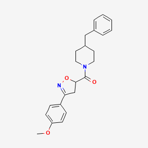 4-BENZYL-1-[3-(4-METHOXYPHENYL)-4,5-DIHYDRO-1,2-OXAZOLE-5-CARBONYL]PIPERIDINE