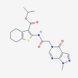 molecular formula C20H23N5O4S B4807078 ISOPROPYL 2-{[2-(1-METHYL-4-OXO-1,4-DIHYDRO-5H-PYRAZOLO[3,4-D]PYRIMIDIN-5-YL)ACETYL]AMINO}-4,5,6,7-TETRAHYDRO-1-BENZOTHIOPHENE-3-CARBOXYLATE 