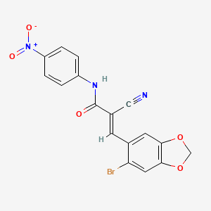 molecular formula C17H10BrN3O5 B4807160 3-(6-bromo-1,3-benzodioxol-5-yl)-2-cyano-N-(4-nitrophenyl)acrylamide 