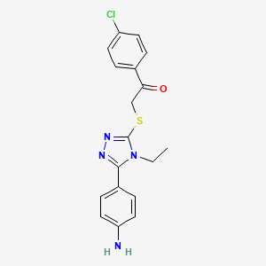 molecular formula C18H17ClN4OS B4807283 2-{[5-(4-aminophenyl)-4-ethyl-4H-1,2,4-triazol-3-yl]thio}-1-(4-chlorophenyl)ethanone 