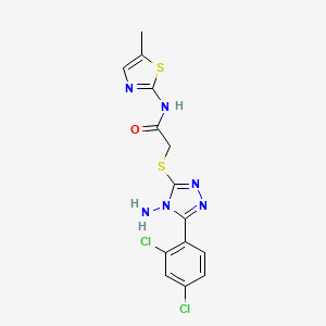 molecular formula C14H12Cl2N6OS2 B4807381 2-{[4-amino-5-(2,4-dichlorophenyl)-4H-1,2,4-triazol-3-yl]thio}-N-(5-methyl-1,3-thiazol-2-yl)acetamide 