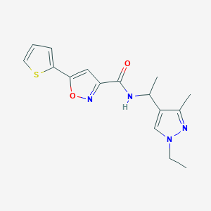 molecular formula C16H18N4O2S B4807423 N-[1-(1-ethyl-3-methyl-1H-pyrazol-4-yl)ethyl]-5-(2-thienyl)-3-isoxazolecarboxamide 