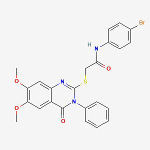 N-(4-bromophenyl)-2-[(6,7-dimethoxy-4-oxo-3-phenyl-3,4-dihydro-2-quinazolinyl)thio]acetamide