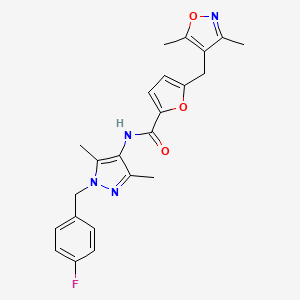 molecular formula C23H23FN4O3 B4807591 5-[(3,5-dimethyl-4-isoxazolyl)methyl]-N-[1-(4-fluorobenzyl)-3,5-dimethyl-1H-pyrazol-4-yl]-2-furamide 