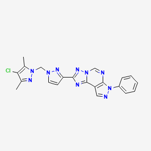 2-{1-[(4-chloro-3,5-dimethyl-1H-pyrazol-1-yl)methyl]-1H-pyrazol-3-yl}-7-phenyl-7H-pyrazolo[4,3-e][1,2,4]triazolo[1,5-c]pyrimidine