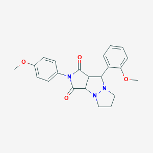molecular formula C22H23N3O4 B480764 9-(2-methoxyphenyl)-2-(4-methoxyphenyl)tetrahydro-5H-pyrazolo[1,2-a]pyrrolo[3,4-c]pyrazole-1,3(2H,3aH)-dione CAS No. 495388-01-7
