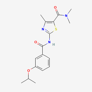 molecular formula C17H21N3O3S B4807640 2-[(3-isopropoxybenzoyl)amino]-N,N,4-trimethyl-1,3-thiazole-5-carboxamide 