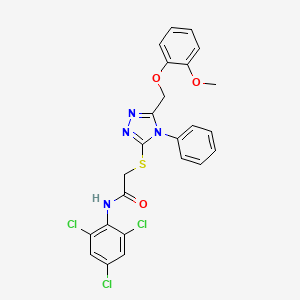 molecular formula C24H19Cl3N4O3S B4807686 2-({5-[(2-methoxyphenoxy)methyl]-4-phenyl-4H-1,2,4-triazol-3-yl}sulfanyl)-N-(2,4,6-trichlorophenyl)acetamide 