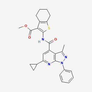 molecular formula C27H26N4O3S B4807781 methyl 2-{[(6-cyclopropyl-3-methyl-1-phenyl-1H-pyrazolo[3,4-b]pyridin-4-yl)carbonyl]amino}-4,5,6,7-tetrahydro-1-benzothiophene-3-carboxylate 