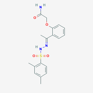 molecular formula C18H21N3O4S B4807806 2-(2-{N-[(2,4-dimethylphenyl)sulfonyl]ethanehydrazonoyl}phenoxy)acetamide 