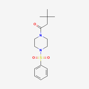 molecular formula C16H24N2O3S B4807879 3,3-DIMETHYL-1-[4-(PHENYLSULFONYL)PIPERAZINO]-1-BUTANONE 