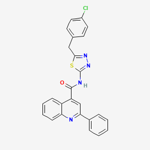 molecular formula C25H17ClN4OS B4807884 N-{5-[(4-Chlorophenyl)methyl]-1,3,4-thiadiazol-2-YL}-2-phenylquinoline-4-carboxamide 