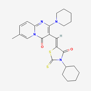 3-[(3-cyclohexyl-4-oxo-2-thioxo-1,3-thiazolidin-5-ylidene)methyl]-7-methyl-2-(1-piperidinyl)-4H-pyrido[1,2-a]pyrimidin-4-one